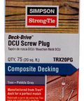 Trex Pebble Gray Deck Screw Plug For Deck Drive DCU Composite Screws Conceals Screw Heads With A Clean Look And Tapered Insertion 75 Pack By Simpson Strong-Tie