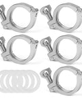 Tri Clamp 5 Pcs Single Pin Heavy Duty With Wing Nut Generic Ferrule TC One Inch And One Point Five Inch Stainless Steel 304