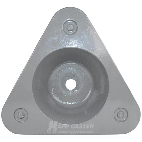 Tri Wheel Cup Dolly with 3" Hard Rubber Wheels - 630 lbs Capacity - Made in USA top view of cast-iron frame
