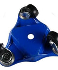 Tri Wheel Cup Dolly with 3" Hard Rubber Wheels - 840 lbs Capcity - Made in USA, top view showing cast iron frame.