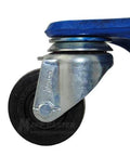 Close-up of Tri Wheel Cup Dolly with 3" Hard Rubber Wheels - 840 lbs Capcity - Made in USA, showing a single wheel and frame.