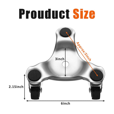 3 Wheel Steel Triangle Dolly with Foam Pads, part of 12 Pcs Furniture Moving Dolly Set, 6 Inch Base and 200 lbs Capacity Each