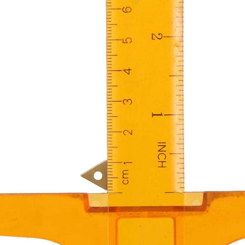 20Pcs TCMT110204 US735 Triangle Carbide Insert next to ruler, tin-coated solid carbide for aluminum, steel, and stainless steel