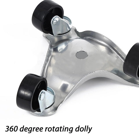Close-up of steel 8 Piece Triangle Furniture Dollies Set With 6 Inch Steel Swivel Caster Wheels For Moving Heavy Furniture And Appliances Up To 400 Lbs Protective Foam Discs Cushions To Reduce Noise And Prevent Damage