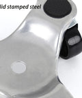 Close-up of solid stamped steel frame with a black swivel caster from the 8 Piece Triangle Furniture Dollies Set With 6 Inch Steel Swivel Caster Wheels For Moving Heavy Furniture And Appliances Up To 400 Lbs Protective Foam Discs Cushions To Reduce Noise And Prevent Damage