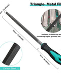 Triangle metal file with ergonomic handle from 4 Piece Metal File Set With 8 Inch Hand Files And Handles Plus 12 Sheets Sandpaper.