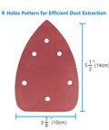 Image of an Assorted 70Pcs 140mm Triangle Sanding Pad for Mouse Detail Sander with 6-hole design for dust collection.