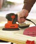 Assorted 70Pcs 140mm Triangle Sanding Pads For Mouse Detail Sander 6 Hole with palm sander tool in action