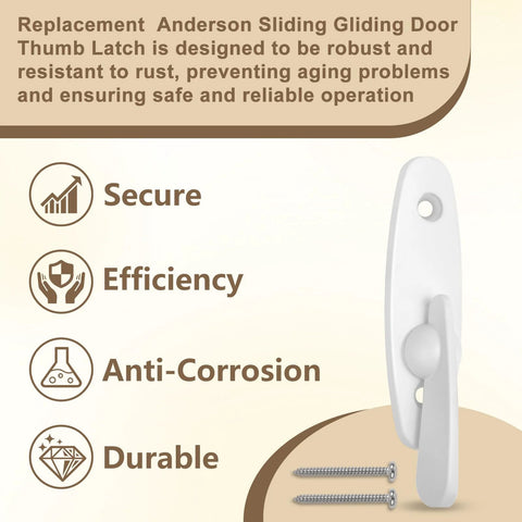 Tribeca Style Sliding Door Latch Replacement For Andersen Locks 2573609 Zinc Alloy With Anti-Corrosion Coating and screws
