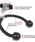 Tricep Rope Attachment For Gym Machines 27 Inch Nylon Braided Rope With Stainless Steel Carabiner And Chrome Plated Connector.