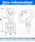 Diagram of Heavy Duty Trigger Snap Hooks 2.65 Inch 5 Pack Stainless Steel 316 Lobster Claw Clasps with dimensions and load capacity