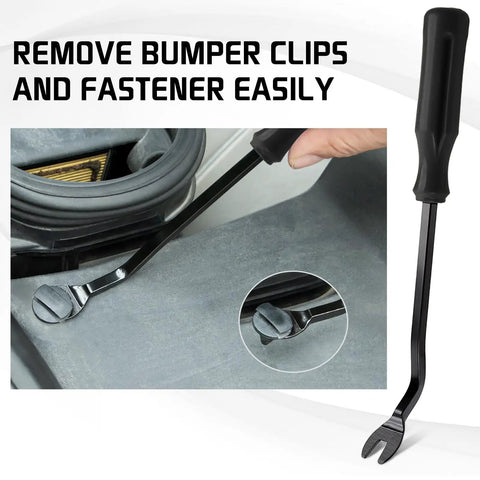 5 Piece Auto Trim Removal Tools Kit Pro Grade Do It All Car Panel Door Clip Remover And Pry Tool Set shown removing bumper clips.