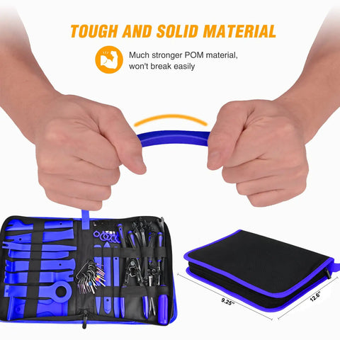 Comprehensive 238 Piece Trim Removal Tool Kit With Auto Push Pin Bumper Retainer Clips And Panel Pry Tools in blue case