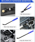 Clip removal pliers and fastener tools from 19Pcs Trim Removal Tool Kit For Car Panels Dashboards Doors And Audio Systems Pro Grade.