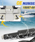 Trim Tab Actuator for 2009 and Newer Air Boats Short Stroke Two and a Quarter Inch, 12V, 6 Ft Cable shown with marine boat.