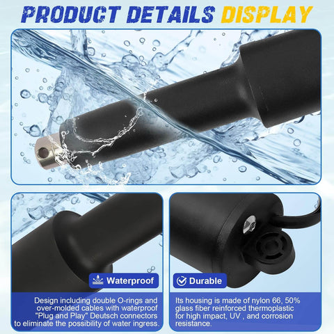 15060 001 Trim Tab Actuator 12V With Four And Quarter Inch Stroke Six Foot Cable Waterproof Connections