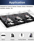 Top view of three 120mm dual ball bearing computer fans with AC plug DC 12V high airflow for DIY cabinets, chassis, servers, and workstations.