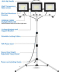 Ultra Bright 22000 Lumen LED Work Light With Stand, 3 Head Portable Work Lamps With Independent Switches, Waterproof Tripod
