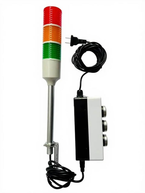 Three Stack LED Tower Light Set With Red Yellow Green Signals For Shop Floor Pros, Industrial On Off Switch, 16 Ft US Plug