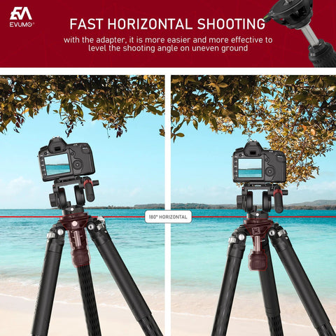 75mm Bowl Adapter With Retractable Handle And Aluminum Alloy Half Ball Leveling Base on tripod at beach