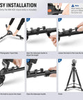 Installation guide for ✝️ Photography Tripod Dolly, Heavy Duty 50lbs Capacity Tripod Wheels with 3" Rubber Wheels for DSLR Cameras.