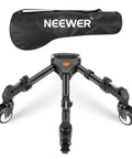 ✝️ Photography Tripod Dolly, Heavy Duty 50lbs Capacity Tripod Wheels with 3" Rubber Wheels, shown with carrying bag.