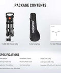 Packaging contents of ✝️ Photography Tripod Dolly, Heavy Duty 50lbs Capacity Tripod Wheels with carrying bag and user manual