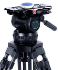 Precision Aluminum Round Bullseye Spirit Level Tool, 74mm Diameter mounted on industrial tripod head for engineering