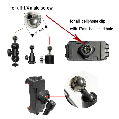 Ball head mounts from 30 Pack Tripod Screw Mount Kit With 1/4 Inch To 3/8 Inch Threaded Adapters And Quick Release Screws