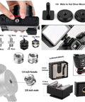 30 Pack Tripod Screw Mount Kit With 1/4 Inch To 3/8 Inch Threaded Adapters And Quick Release Screws, various sizes and uses shown.