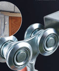 Silent Four Wheel Trolley Assembly For One And Three Quarter Inch Wide And Two And Quarter Inch Tall Shed Doors with rail