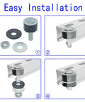 Two Pack Strut Channel Trolley Stopper And Roller Limiter For One And Five Eighths Inch Wide And Taller Strut Channels, Prevents Trolley Assembly Slippage, Durable Metal And Rubber Stopper For Secure Positioning shown during installation steps.