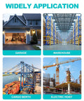 Display of 2 Wheel Trolley Assembly Rollers applications in garage, warehouse, cargo berth, and electric hoist settings.