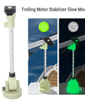 Trolling motor stabilizer glow mount; marine-grade aluminum alloy, 7-angle adjustable, installed on a boat rail.