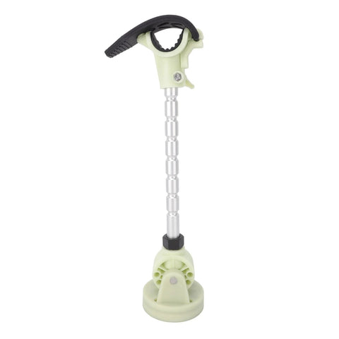 Zerone trolling motor stabilizer mount with green clamp and segmented aluminum shaft, front view