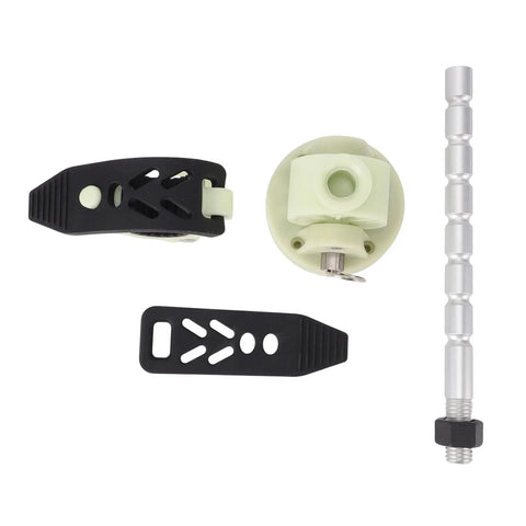 Luocute trolling motor stabilizer mount kit with black clamps, pale green base, and silver segmented aluminum rod