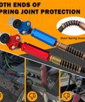 Heavy Duty 12 Ft 3 In 1 Semi Truck Air Lines Kit With Trailer Cord And Air Brake Hoses Assembly shown with steel spring guards