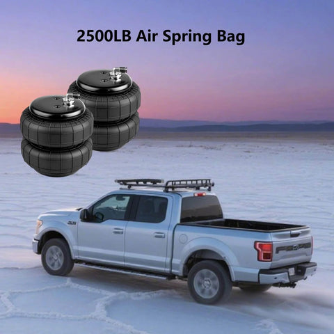 2500 Lb Universal Replacement Air Spring Bag With Half Inch NPT And Double Bellows For Heavy Duty Truck Suspension Two Pack