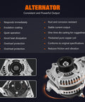 Truck-Ready Alternator Replacement 160A CW 6-Groove Pulley fits 2007-2010 Jeep models with features highlighted