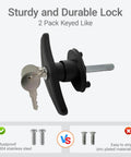 Truck Cap Lock Replacement Parts Kit For Leer Camper Shells With T Handle Latch Door Lock Keyed Alike Left And Right Dual Lock Compatibility Easy Installation For Pickup Topper Security showing lock and keys