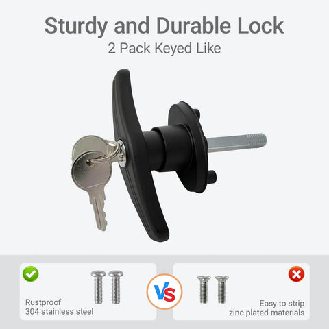 Truck Cap Lock Replacement Parts Kit For Leer Camper Shells With T Handle Latch Door Lock Keyed Alike Left And Right Dual Lock Compatibility Easy Installation For Pickup Topper Security showing lock and keys