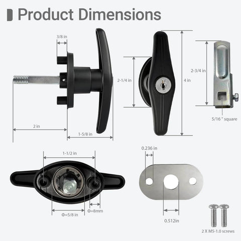 Truck Cap Lock Replacement Parts Kit For Leer Camper Shells With T Handle Latch dual locks and dimensions shown