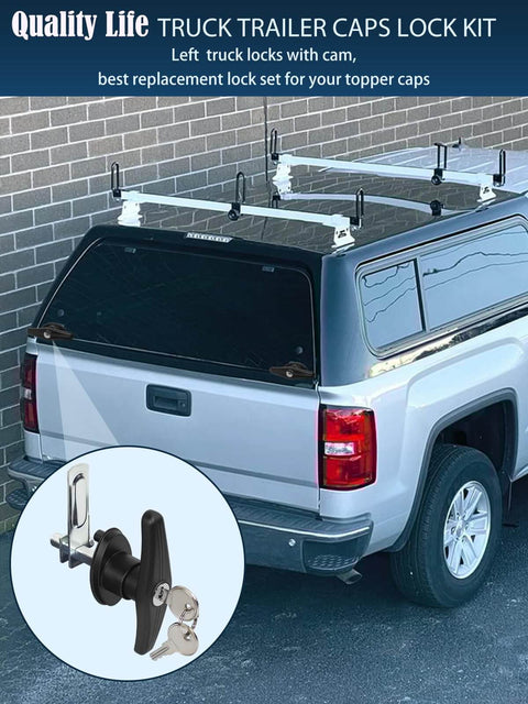 Left T Handle Camper Shell Lock Replacement Kit For Truck Cap With Keys Durable Lock Latch For Truck Bed Topper Rear Door Fits Left Side Replacement Replaces Nonworking Locks With Secure Key Access