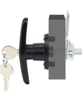 Side view of Left And Right Truck Cap Locking T-Handle Set With Keyed Alike Universal Key System Black Camper Shell Locks.