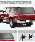Truck Cap Lock Replacement Parts Kit For Leer Camper Shells With T Handle Latch Door Lock Keyed Alike shown on red pickup