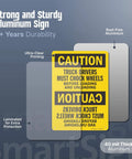 Truck Drivers Must Chock Wheels Before Loading And Unloading Sign 10 x 14 Aluminum Safety Sign For Yard Dock And Warehouse Rust Free 40 Mil Aluminum With Four Three Sixteenth Inch Corner Holes For Easy Mounting