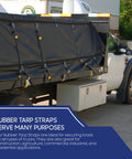 15 Inch EPDM Rubber Tarp Straps With S Hooks Heavy Duty Bungee Cords securing tarp on truck