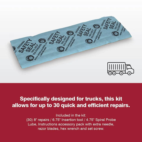 Truck Tire Deluxe Repair Kit With 30 Eight Inch Patches, 4.75 Inch Spiral Probe, Insertion Tool, Lube, in Heavy Duty Case