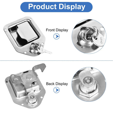 Front and back display of Truck Tool Box Lock Replacement Keyed Different Five Eighth Inch Cylinder Fits Toolbox Handle Latch