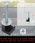 Heavy Duty Truck Toolbox Mounting Kit With Fastening Nuts For Aluminum Pickup Bed Toolbox Secure J Hooks Tie Downs Crossbar Crossover Fixed Kit Black Universal Fit, with lock nut and J-hook.